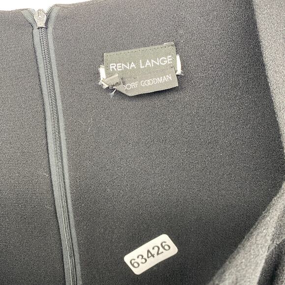 RENA LANGE BERGDORF GOODMAN Dress M Crepe Shift Knee Length Short Sleeve Black - Picture 12 of 12